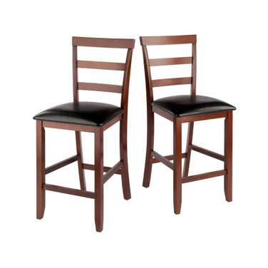 Simone 2-Piece Wood Cushion Ladder-Back Counter Stool Set