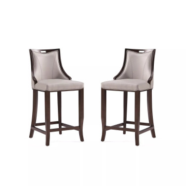 Emperor 19" 2 Piece Beech Wood Faux Leather Upholstered Barstool Set