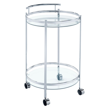 Chrissy 31" 2-Tier Round Glass Serving Cart