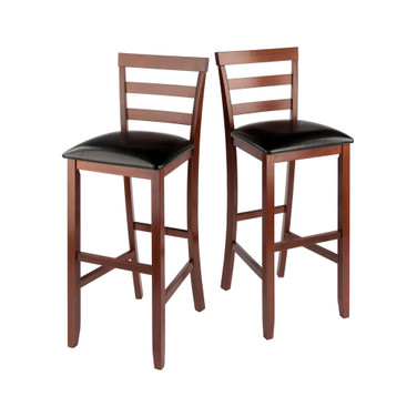 Simone 2-Piece Wood Cushion Ladder-Back Bar Stool Set