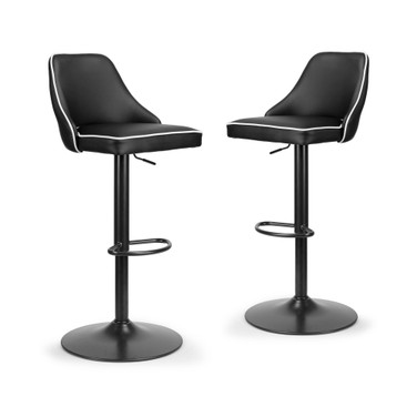 Set of 2 Alston Adjustable Height Swivel Bar Stool with Piping
