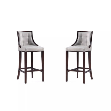 Fifth Avenue 19" 2 Piece Beech Wood Faux Leather Upholstered Barstool Set
