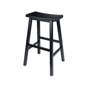 Home Decorative Contemporary Saddle Seat 29" Black Stool, Single, RTA