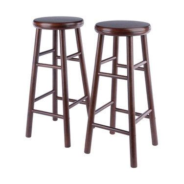 Home Decorative Selby 2 - Pc Swivel Seat Bar Stool Set - Walnut