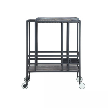 Ron Serving Bar Cart with Metal Frame and Casters