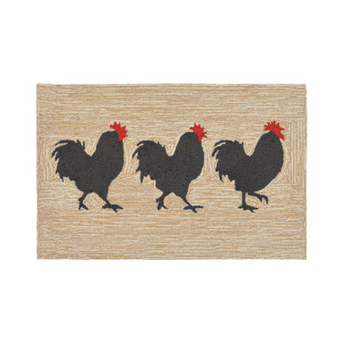 Liora Manne Front Porch Indoor/Outdoor Roosters Neutral 2' x 3' Area Rug