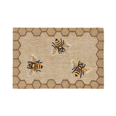 Liora Manne Front Porch Indoor/Outdoor Honeycomb Bee Natural 2' x 3' Area Rug