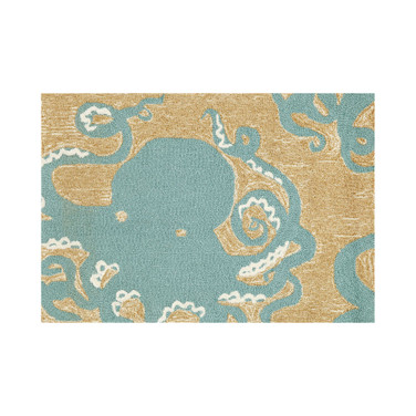 Liora Manne Front Porch Indoor/Outdoor Octopus Aqua 2'6'' x 4' Area Rug