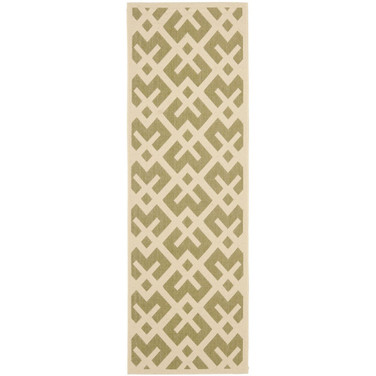 Courtyard Green and Bone 2'3" x 12' Runner Outdoor Area Rug