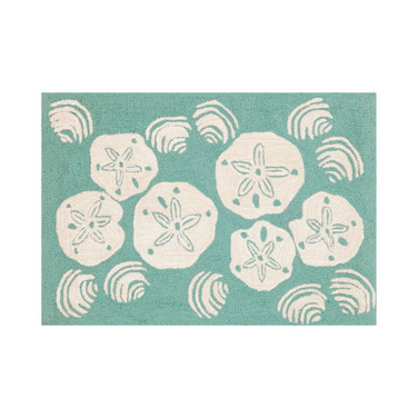Liora Manne Front Porch Indoor/Outdoor Shell Toss Aqua 2' x 3' Area Rug