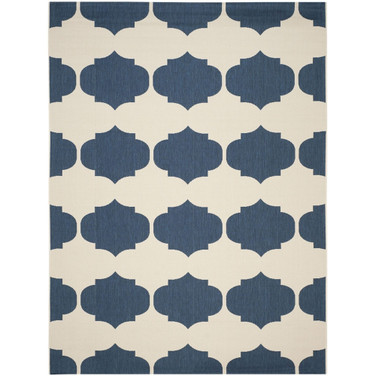 Courtyard Beige and Navy 9' x 12' Outdoor Area Rug