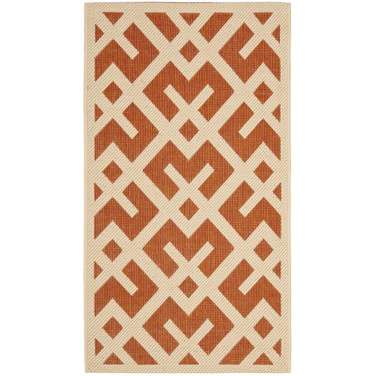 Courtyard Terracotta and Bone 2'7" x 5' Outdoor Area Rug