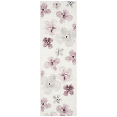 Adirondack Ivory and Purple 2'6" x 6' Runner Area Rug