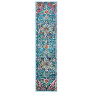 Crystal Teal and Rose 2'2" x 7' Runner Area Rug