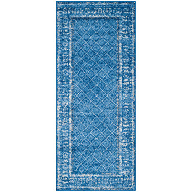 Adirondack Light Blue and Dark Blue 2'6" x 6' Runner Area Rug