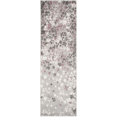 Adirondack Light Grey and Purple 2'6" x 8' Runner Area Rug