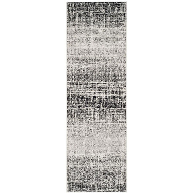 Adirondack Ivory and Black 2'6" x 8' Runner Area Rug