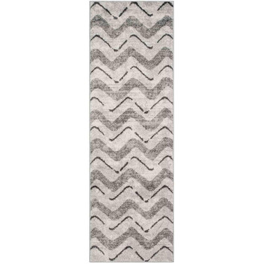 Adirondack Silver and Charcoal 2'6" x 8' Runner Area Rug