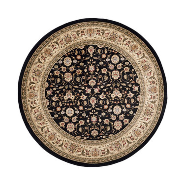 Lyndhurst Black and Ivory 8' x 8' Round Area Rug