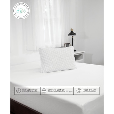 Wellness Collection by Supportive Memory Foam Cluster Pillow with Charcoal-Infused Cover