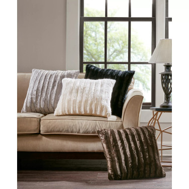 Duke Ribbed Faux-Fur Decorative Pillow, 20" x  20"