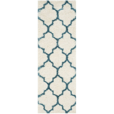 Shag Kids Ivory and Blue 2'3" x 9' Runner Area Rug