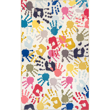 Aurora Pinkie Washable Handprint Kids 3' x 5' Area Rug