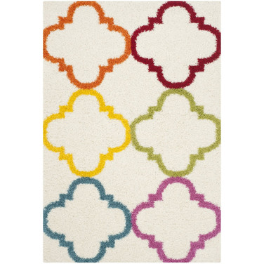 Shag Kids Ivory and Multi 4' x 6' Area Rug