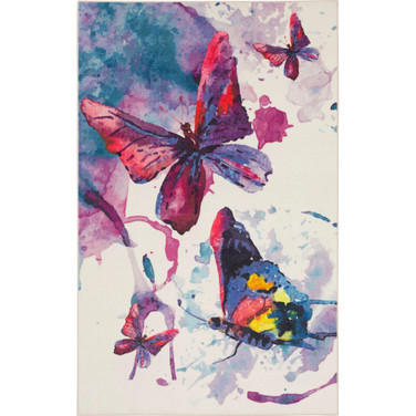 Prismatic Watercolor Butterflies Kids Rug 5' x 8' Area Rug