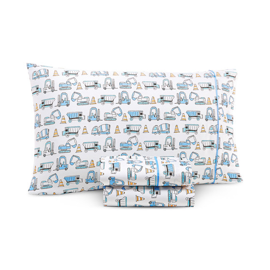 Construction Truck 3-Pc. Cotton Sheet Set, Twin, Created for Macy's