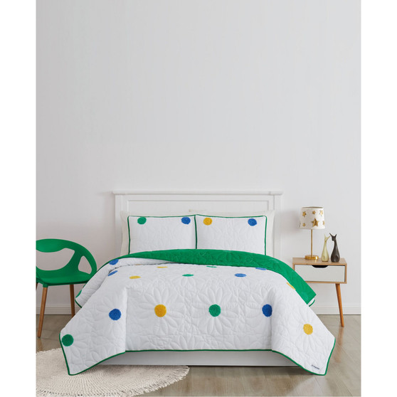 Textured Pom Pom 2 Piece Quilt Set, Twin