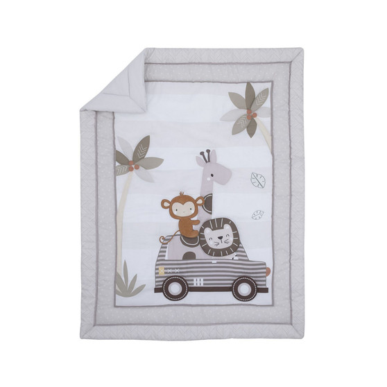 Jungle Ride, Monkey, Giraffe and Lion Nursery Crib Bedding Set, 3 Piece