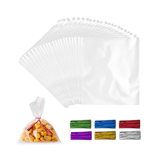 3 x 4 Inches Clear Cellophane Candy Bags With Ties - 200 Piece