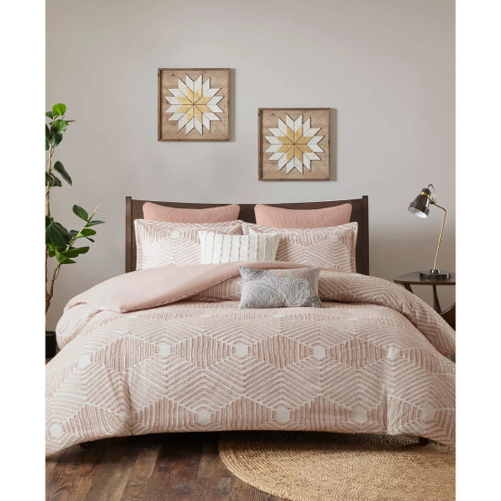 INK+IVY Ellipse Jacquard Cotton 3-Pc. Duvet Cover Set, Full/Queen