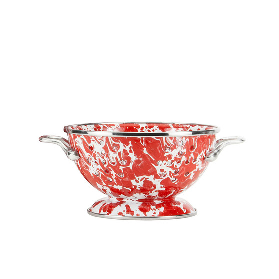 Red Swirl Enamelware Collection 1 Quart Colander