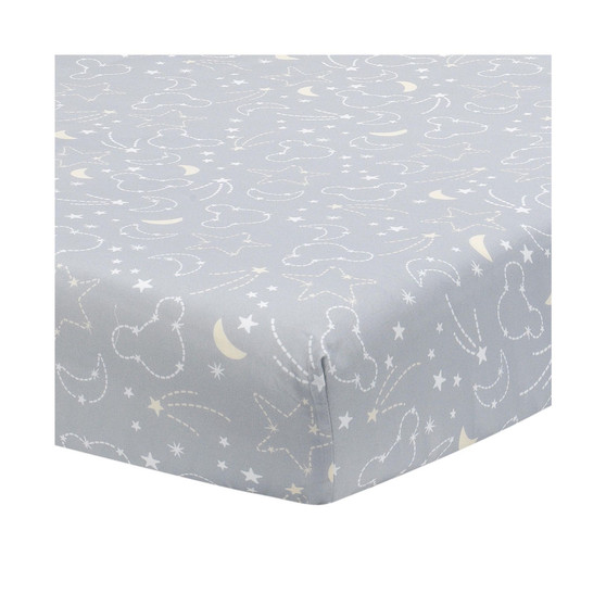 Disney Baby Mickey Mouse Gray/Yellow Celestial Fitted Crib Sheet by Lambs & Ivy