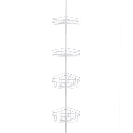 4-Tier Spring Tension Shower Corner Pole Caddy with Razor Holder
