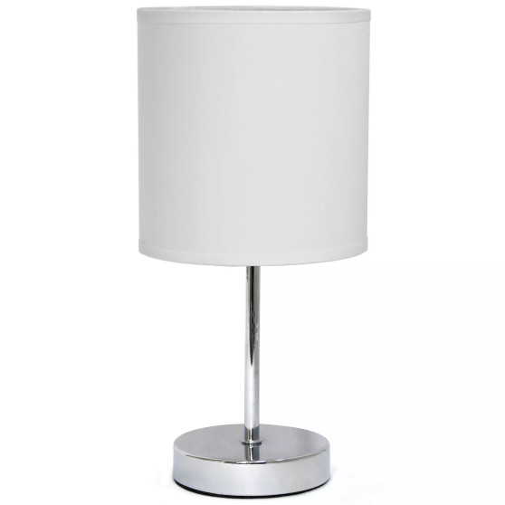 Simple Designs Chrome Mini Basic Table Lamp with Fabric Shade