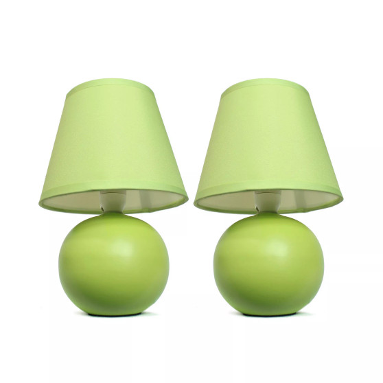 Simple Designs Mini Ceramic Globe Table Lamp 2 Pack Set