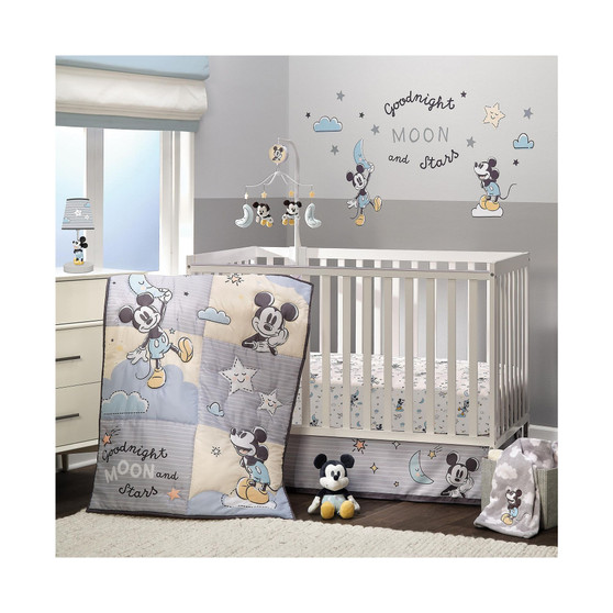 Disney Baby Moonlight Mickey Mouse 3-Piece Nursery Crib Bedding Set