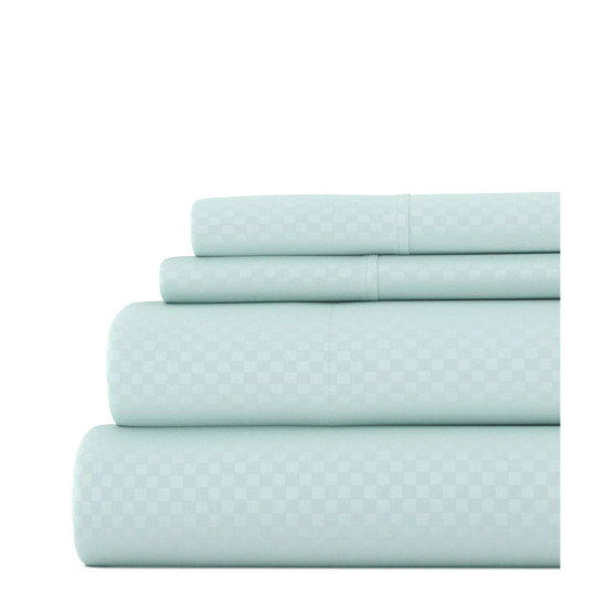 Expressed In Embossed by The Home Collection Checkered 3 Piece Bed Sheet Set, Twin