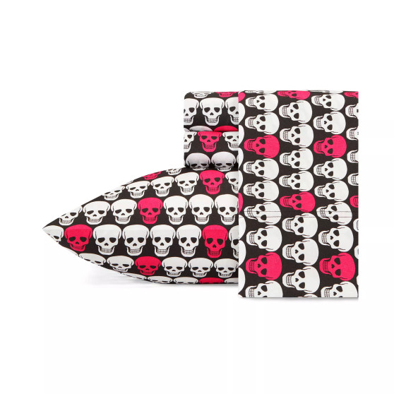 Skull Rose Trellis Microfiber 3 Piece Sheet Set, Twin