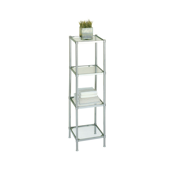 Free Standing 4 Tier Glass Shelf Tower