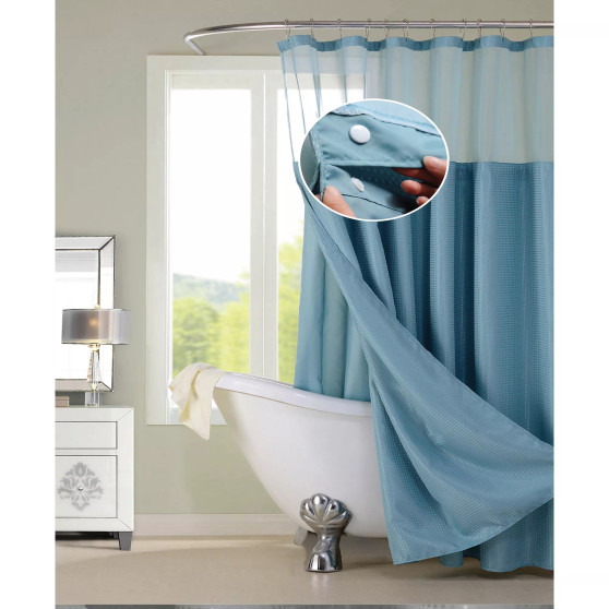 Waffle Complete Shower Curtain With Detachable Liner