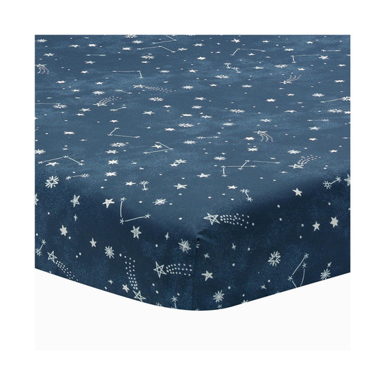 Sky Rocket Blue Stars/Galaxy/Space 100% Cotton Fitted Crib Sheet