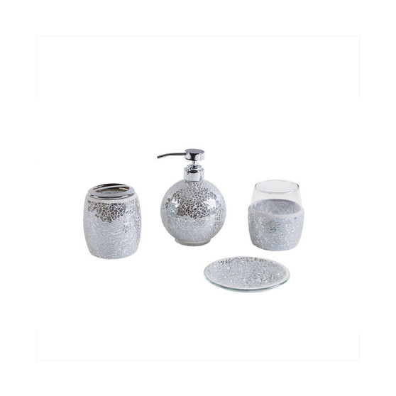 Mosaic 4 Piece Bath Accessory Set - Grey
