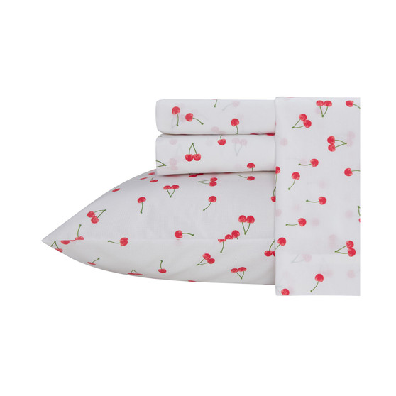 3 Piece Cherries Percale Sheet Set, Twin