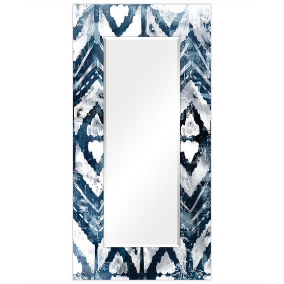 'Extraction' Rectangular On Free Floating Printed Tempered Art Glass Beveled Mirror, 72" x 36"