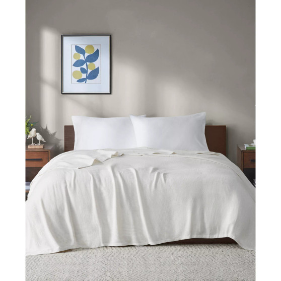 Freshspun Basketweave Cotton Blanket, Twin