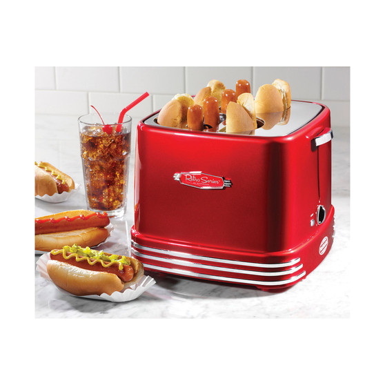 RHDT800RETRORED 4 Hot Dogs & Buns Pop-Up Toaster